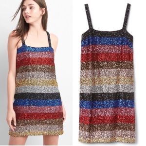 NWT GAP Crazy Stripe Sequin Sleeveless Shift Dress